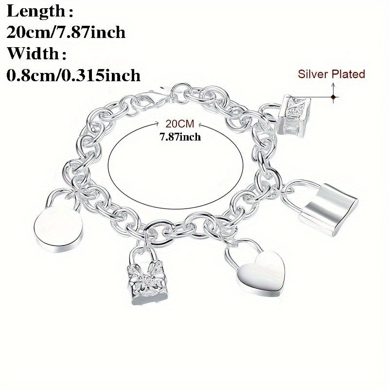 925 Sterling Silver Korean Style Pendant Bracelet for Women – Trendy Chain Link Design, Hypoallergenic, 20cm / 7.87in, Stylish Daily Wear & Festival Gift for Any Occasion