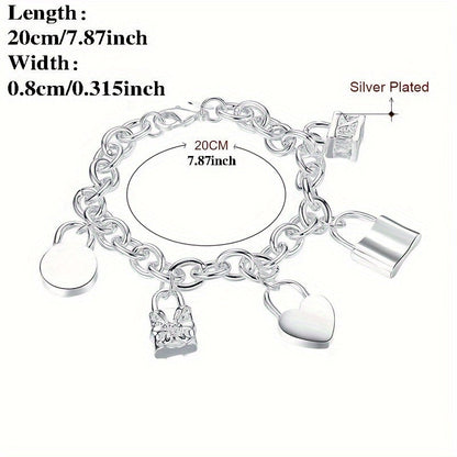 925 Sterling Silver Korean Style Pendant Bracelet for Women – Trendy Chain Link Design, Hypoallergenic, 20cm / 7.87in, Stylish Daily Wear & Festival Gift for Any Occasion