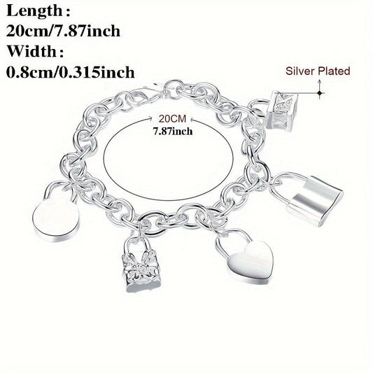 925 Sterling Silver Korean Style Pendant Bracelet for Women – Trendy Chain Link Design, Hypoallergenic, 20cm / 7.87in, Stylish Daily Wear & Festival Gift for Any Occasion