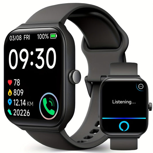 Smartwatch with Alexa Built-In 1.95 Inch Large HD Screen Wireless Bluetooth Calling 100+ Sport Modes Fitness Tracker Pedometer Heart Rate Sleep Monitor – iPhone Android Compatible Unisex Men Women 12 Colors