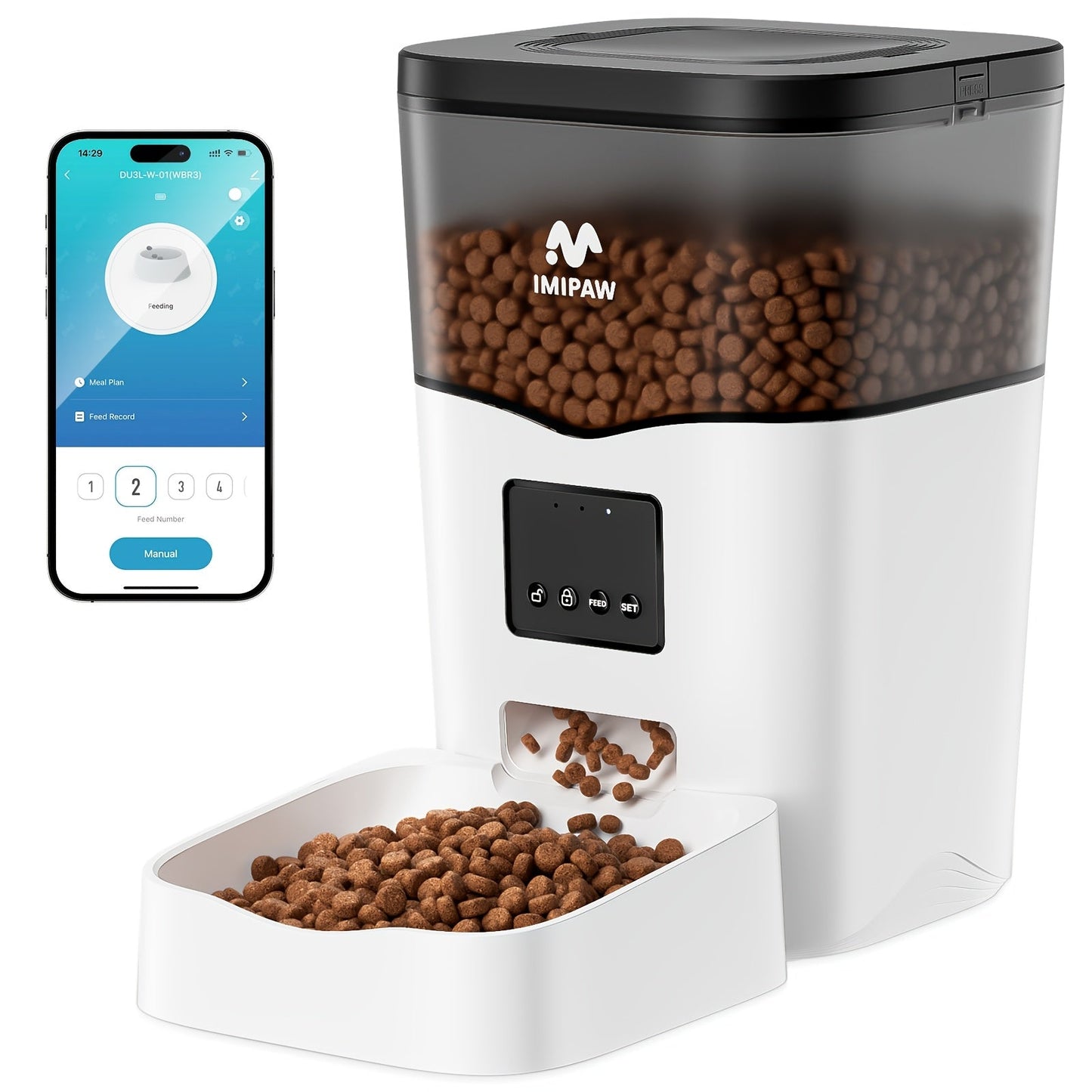 Smart WiFi Cat Feeder 3L Automatic Pet Food Dispenser with App Control – Up to 10 Meals Per Day, Camera & Voice Assistant Compatible, USB-Powered, Remote Monitoring for Cats & Dogs