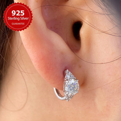 1 Carat Moissanite 925 Sterling Silver Hoop Earrings – Sparkling Luxury Bridal Earrings for Women, Diamond Alternative Fine Jewelry Gift for Wedding, Valentine's Day & Anniversary