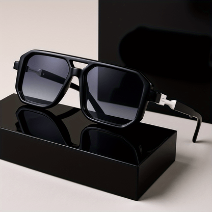 Oversized Square Frame Sunglasses Unisex UV Protection Retro Tortoiseshell Arms Men Women Travel Beach Daily Wear Includes Case and Cleaning Cloth 6 Colors