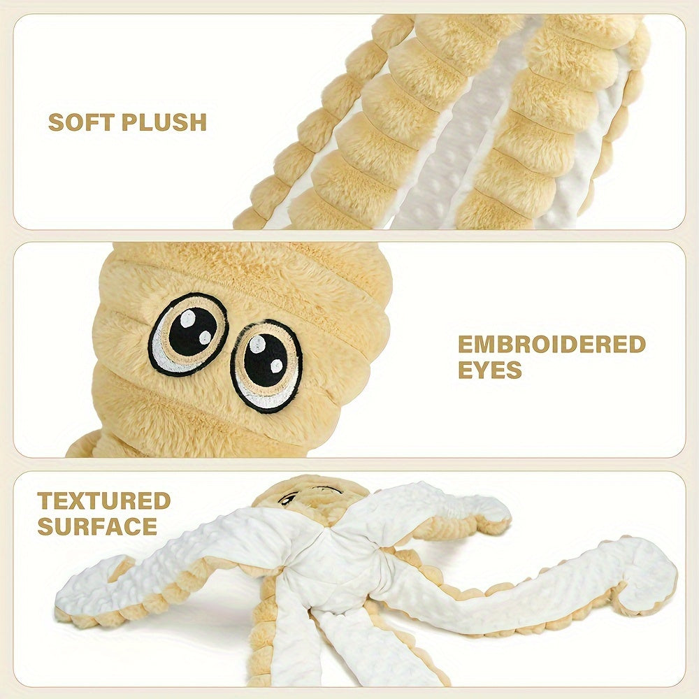 Squeaky Octopus Plush Dog Chew Toy – Interactive Stuffed Squeaker Toy for Puppies & Dogs, Soft Teeth Cleaning Chewable Animal Toy for Small Medium Large Breeds, Cute Gift, 5 Colors