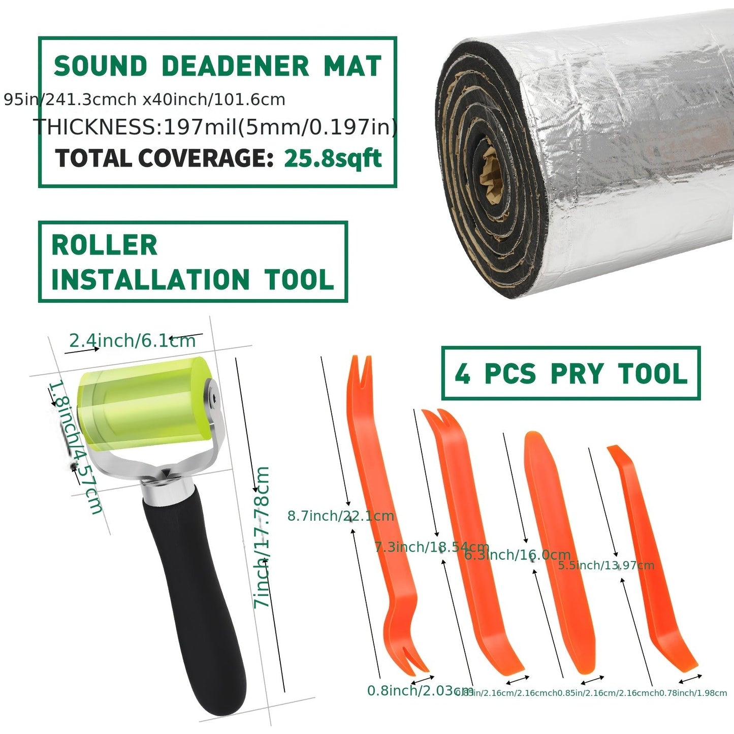 Car Sound Deadener & Heat Shield Mat 22/26 Sqft – Self-Adhesive Aluminum Foil Noise Reduction Insulation, Easy Cut & Install for Floor Door Trunk, Free Installation Tools Included