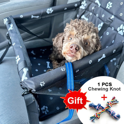 Dog Car Booster Seat & Travel Carrier for Small Dogs and Cats – Foldable Oxford Breathable Pet Carrier with Safety Leash, Adjustable Straps & Elevated Window View, Large 16x13x9.5 Inch