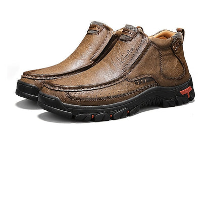 GREKS Men's Hand Stitched Slip-On Ankle Boots Casual Moccasin Chukka Loafers Non-Slip Sole for Outdoor Hiking Driving Daily Wear – Comfortable Lightweight Men's Shoes