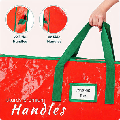 Christmas Tree Storage Bag for 7.5ft Trees – Heavy Duty Extra Large Xmas Holiday Tree Bag with Dual Zippers, Reinforced Handles & Wide Opening for Easy Storage, Red