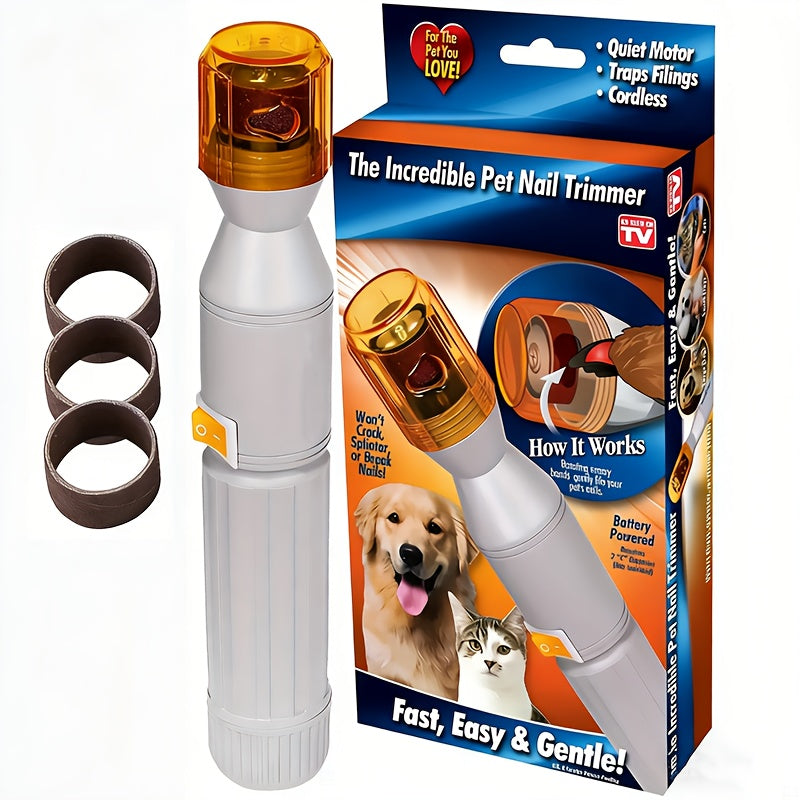 Pet Nail Grinder for Dogs & Cats – Silent Electric Nail Trimmer with 3 Grinding Bands, Painless Paw Polishing & Grooming Tool, USB Rechargeable for All Breeds