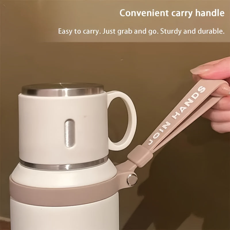 600ml Stainless Steel Tumbler Double Wall Vacuum Insulated Leak-Proof Lid with Handle Cleaning Brush Included Hot Cold Drinks Travel Office Gym Outdoor Water Bottle 20oz