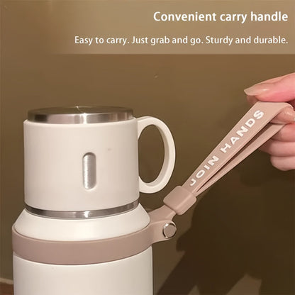 600ml Stainless Steel Tumbler Double Wall Vacuum Insulated Leak-Proof Lid with Handle Cleaning Brush Included Hot Cold Drinks Travel Office Gym Outdoor Water Bottle 20oz
