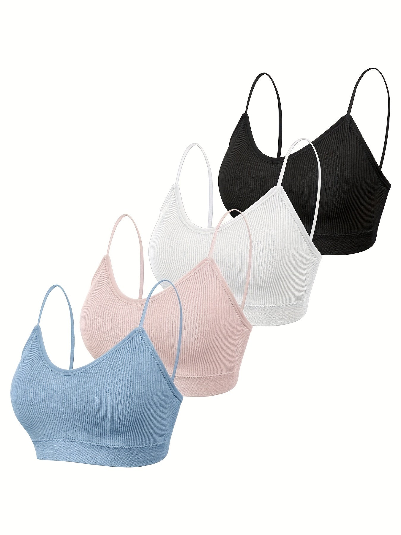 4 Pack Women's Wireless Bralettes with Removable Padding – Soft Breathable Seamless Bra Set for Yoga Lounge Sleep & Everyday Wear, Sizes S-XL in Multiple Colors