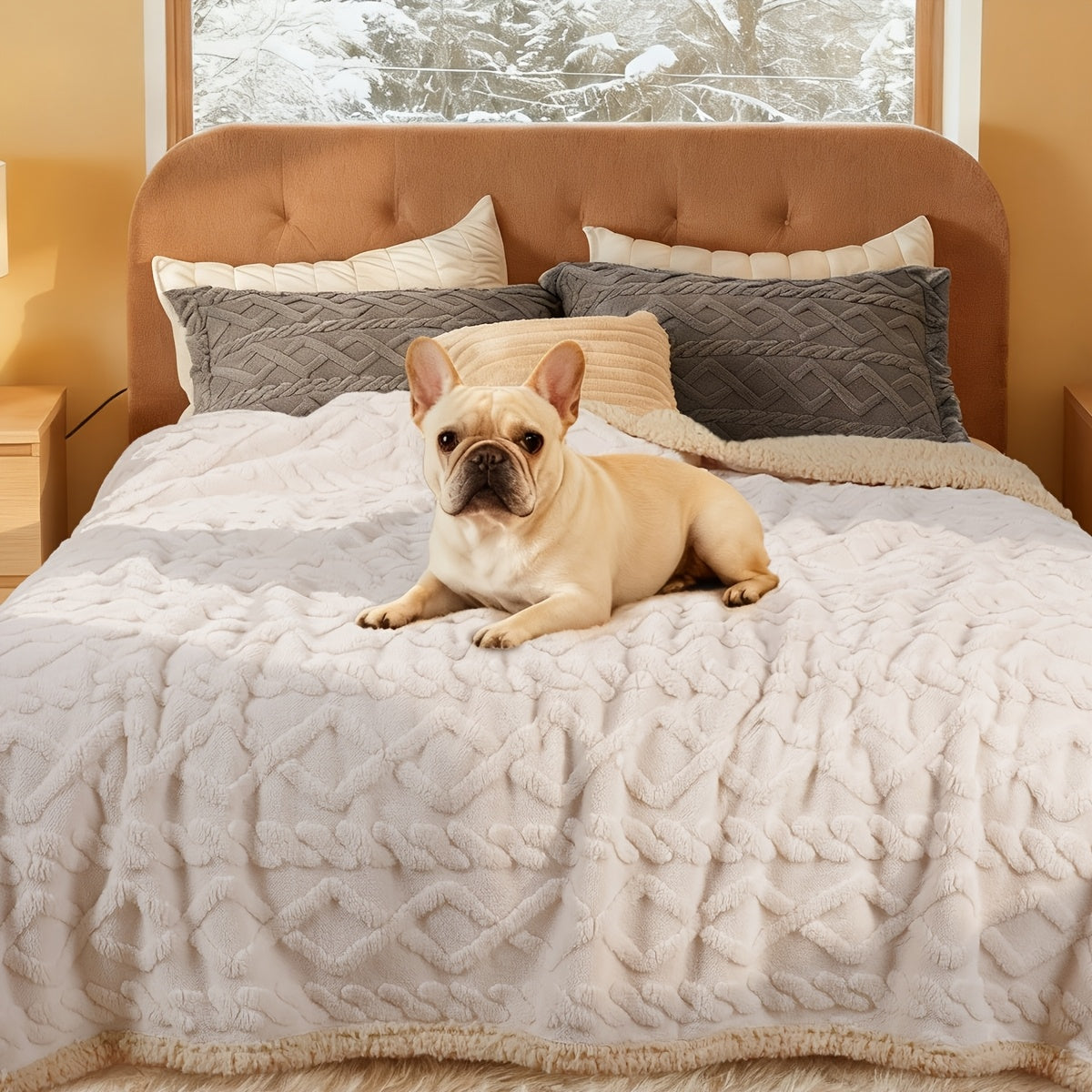 Liquid-Proof Pet Blanket Reversible Sherpa Fleece Sofa Bed Furniture Protector for Dogs Cats Machine Washable Throw Blanket Small Medium Large XL Light Gray Khaki Beige Dark Gray