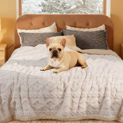Liquid-Proof Pet Blanket Reversible Sherpa Fleece Sofa Bed Furniture Protector for Dogs Cats Machine Washable Throw Blanket Small Medium Large XL Light Gray Khaki Beige Dark Gray