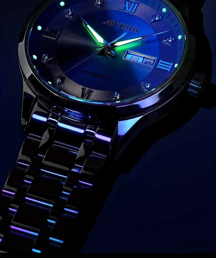 Men's Luxury Quartz Watch Stainless Steel Tourbillon Dial Date Display Night Glow Sports Dress Watch Elegant Timepiece Father's Day Gift for Men