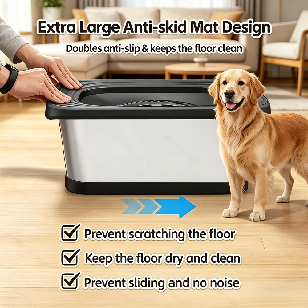 7L Stainless Steel Dog Water Bowl Anti-Spill Splash-Proof Slow Feeder for Messy Drinkers Heavy Duty Indoor Outdoor Pet Bowl – Large Capacity