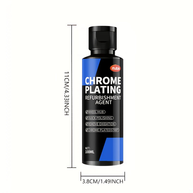 Chrome Polish Refurbishment Agent 3.38oz – Removes Oxidation & Restores Shine on Car Door Handles Window Trim Bumpers Wheels & Badges – Universal Chrome Cleaner & Repair Polish