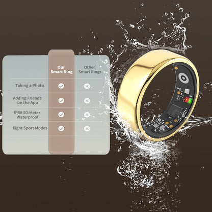 Smart Ring with Charging Case for Men & Women – Health Fitness Tracker, Sleep Tracker, Step Counter, Distance Monitor, Compatible with iPhone & Android, Sizes 7-13, Black, Silver & Gold