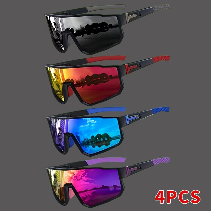 Square Frame Fashion Glasses 4 Pack for Men Women - Retro Trendy Colorful Eyewear Set UV Protection Lightweight Plastic Frame Glasses for Daily Wear, Parties, Halloween & Christmas Gifts