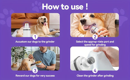 Quiet Dog Nail Grinder with LED Light – 3-Speed Rechargeable Electric Pet Nail Trimmer Kit, Painless Paw Grooming for Small Medium Large Dogs & Cats