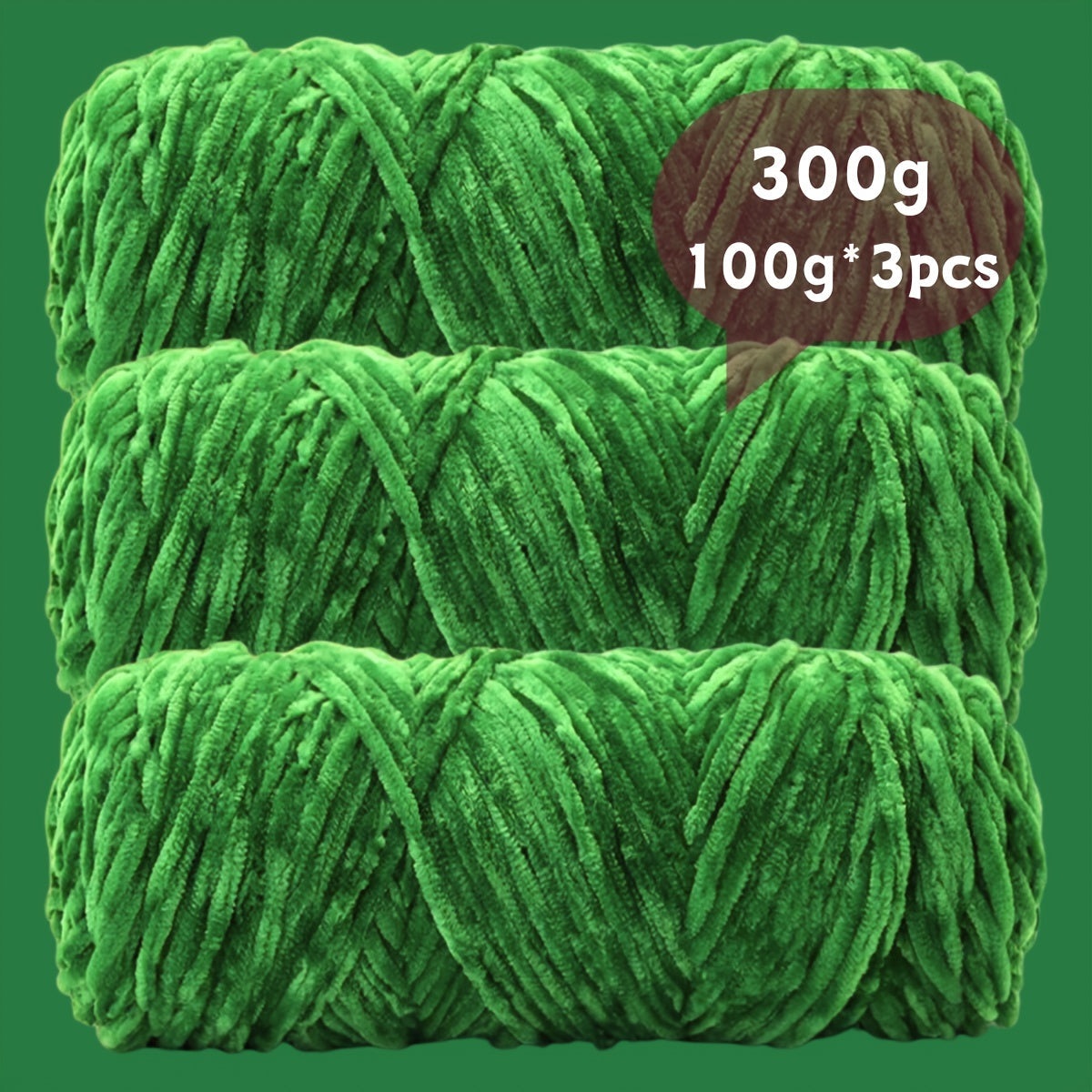 Velvet Chenille Yarn 3-Pack 300g (100g x3) Soft Bulky Knitting Crochet Yarn 47 Colors Beginner Friendly Luxury Handcraft for Sweaters Scarves Hats Dolls Bags Amigurumi DIY Projects