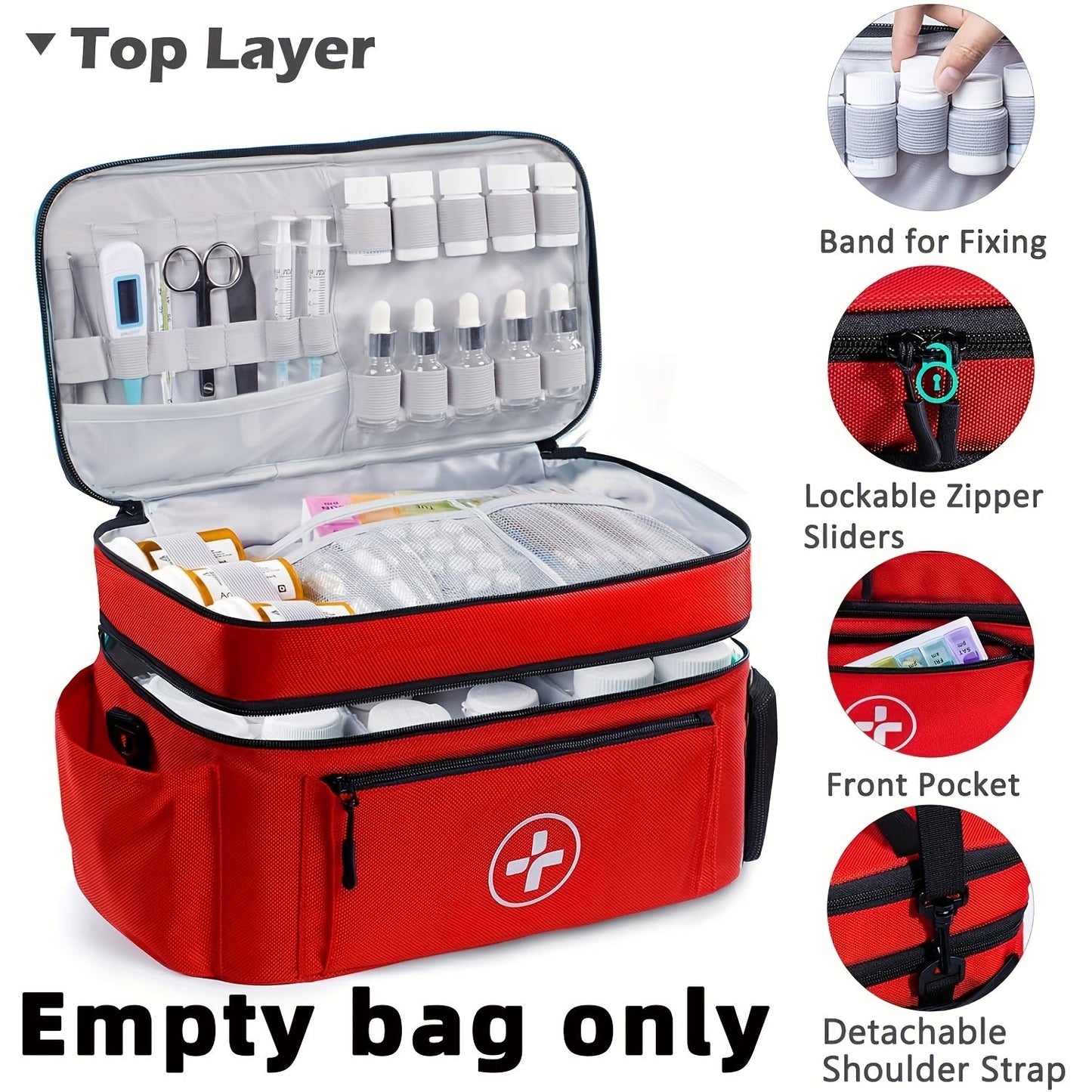 Medicine Storage Bag First Aid Kit Organizer - Household Medicine Organizing Box with Storage Rack Basket, Home & Travel Emergency Kit Bag, Perfect Holiday Gift