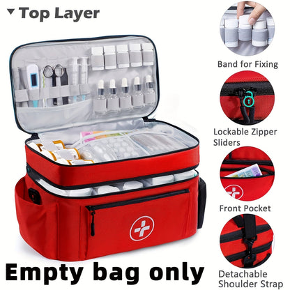 Medicine Storage Bag First Aid Kit Organizer - Household Medicine Organizing Box with Storage Rack Basket, Home & Travel Emergency Kit Bag, Perfect Holiday Gift