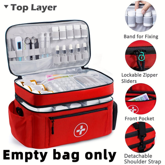 Medicine Storage Bag First Aid Kit Organizer - Household Medicine Organizing Box with Storage Rack Basket, Home & Travel Emergency Kit Bag, Perfect Holiday Gift