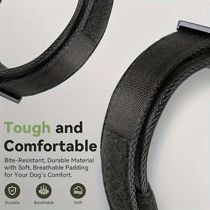 Tactical Dog Collar with AirTag Holder & Handle – Heavy Duty PC Nylon, Adjustable M/L/XL for Medium Large Dogs, Military Style Training Collar with Control Handle