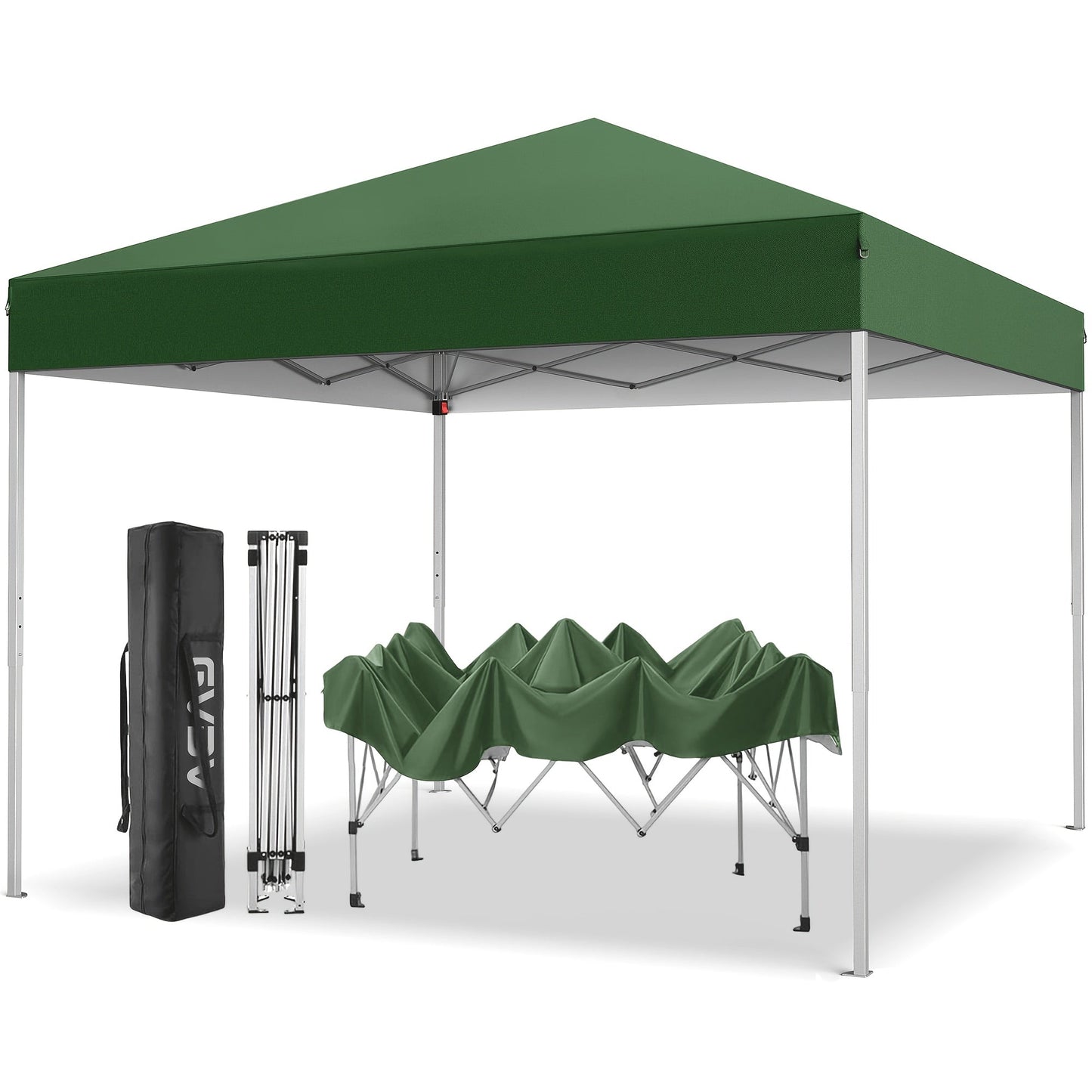 10x10 Pop Up Canopy Tent UPF 50+ Heavy Duty Steel Frame 3 Height Settings Waterproof Instant Canopy with Carry Bag for Backyard Patio Beach Camping Party Market Space Gray Black Blue Red Dark Gray Forest Green