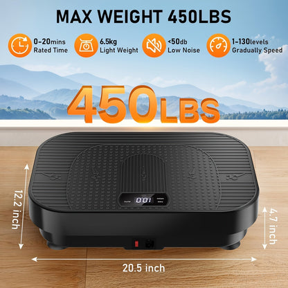 Vibration Plate Exercise Machine for Weight Loss & Lymphatic Drainage – Full Body Workout Platform with 99-200 Speed Levels, Quiet Motor, Portable Home Gym, Muscle Toning, 330 lbs Capacity