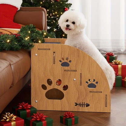 Non-Slip Pet Stairs for Bed and Couch - 3 or 5 Step Dog Steps with Safety Rails and Ramp Design, 15 Inch Height for Small Dogs Cats and Senior Pets, Lightweight Portable Pet Steps