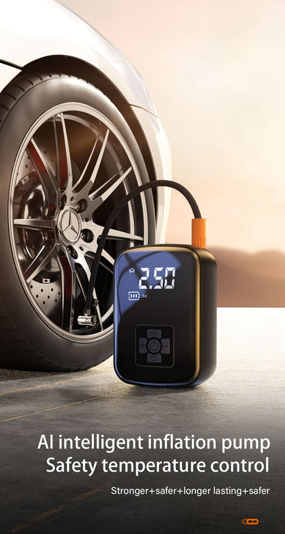 Portable Tire Inflator 100W Cordless Air Pump 4000mAh Battery 30-Second Inflation 5 Modes Digital PSI Display Type-C Charging LED Light Multi-Nozzle for Car Motorcycle Bicycle Ball