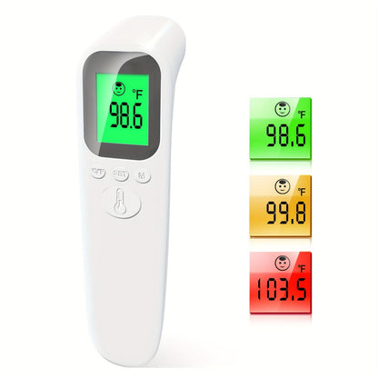 No-Touch Forehead Thermometer for Adults & Kids – Digital Infrared Thermometer with Fever Alarm, 3-Color Backlit Display, 28 Memory Recall, Fast & Accurate Results for All Ages