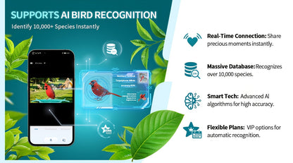 AI Smart Bird Feeder with Camera Solar Powered – 4MP 2K HD, Bird Species Identification, Motion Detection, Squirrel-Proof, IP66 Weatherproof, App Remote Monitoring, Gift for Bird Lovers
