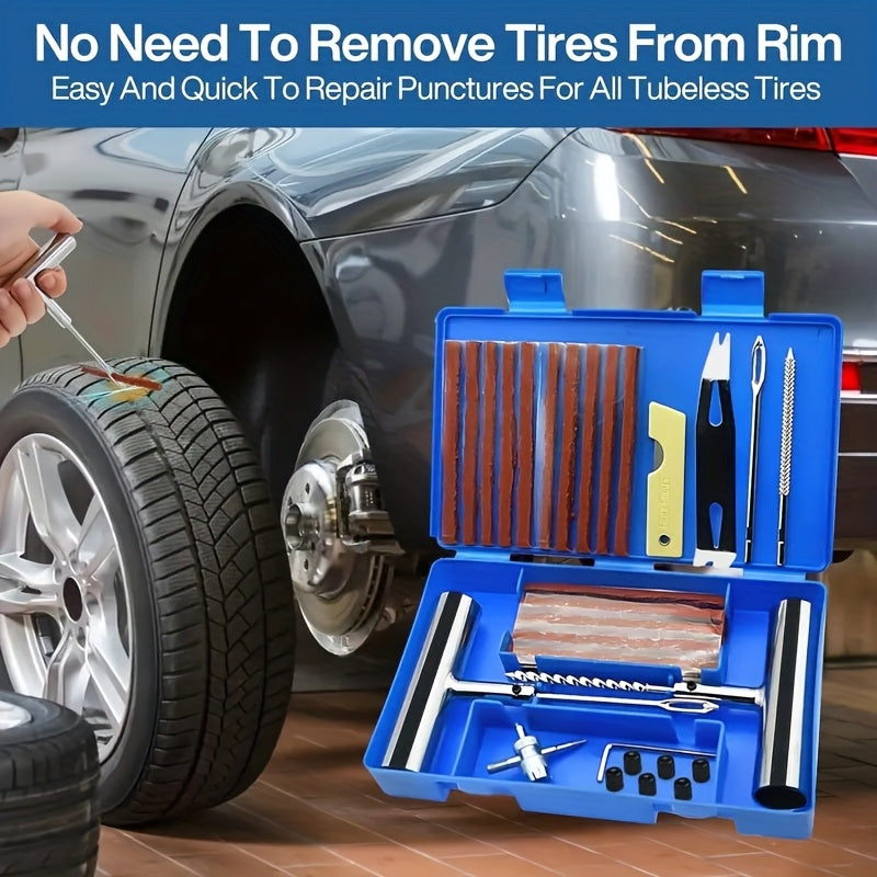 Tire Repair Tool Kit 47 58 104 116pcs Industrial Hand Tool Set Durable No Battery Required for Cars Motorcycles Trucks Tractors Trailers Automotive Maintenance Essentials