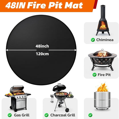 BBQ Grill Mat & Fire Pit Pad – Double-Sided Fireproof Heat-Resistant Deck Protector, Waterproof & Oil-Proof, Easy to Clean, 7 Sizes for Outdoor Grills, Fireplaces, Fire Pits & Smokers