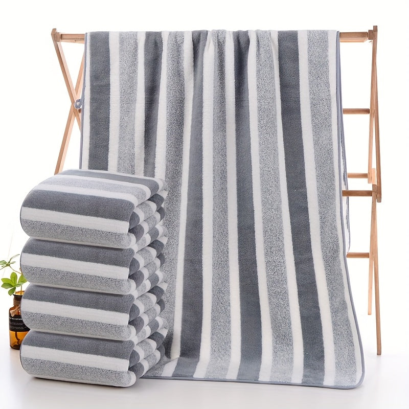 Striped Bath Towel Set Absorbent Quick-Dry Super Soft Skin-Friendly 27.6x55.1 Inch for Home Bathroom Beach – Available in 1 or 4 Pack Multiple Colors