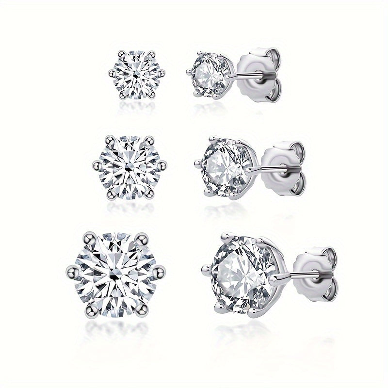 S925 Sterling Silver Moissanite Stud Earrings for Women – Vintage Elegant Style, 0.5CT 1CT 2CT 3CT, Gold & Silver, Daily Wear & Party Jewelry Gift