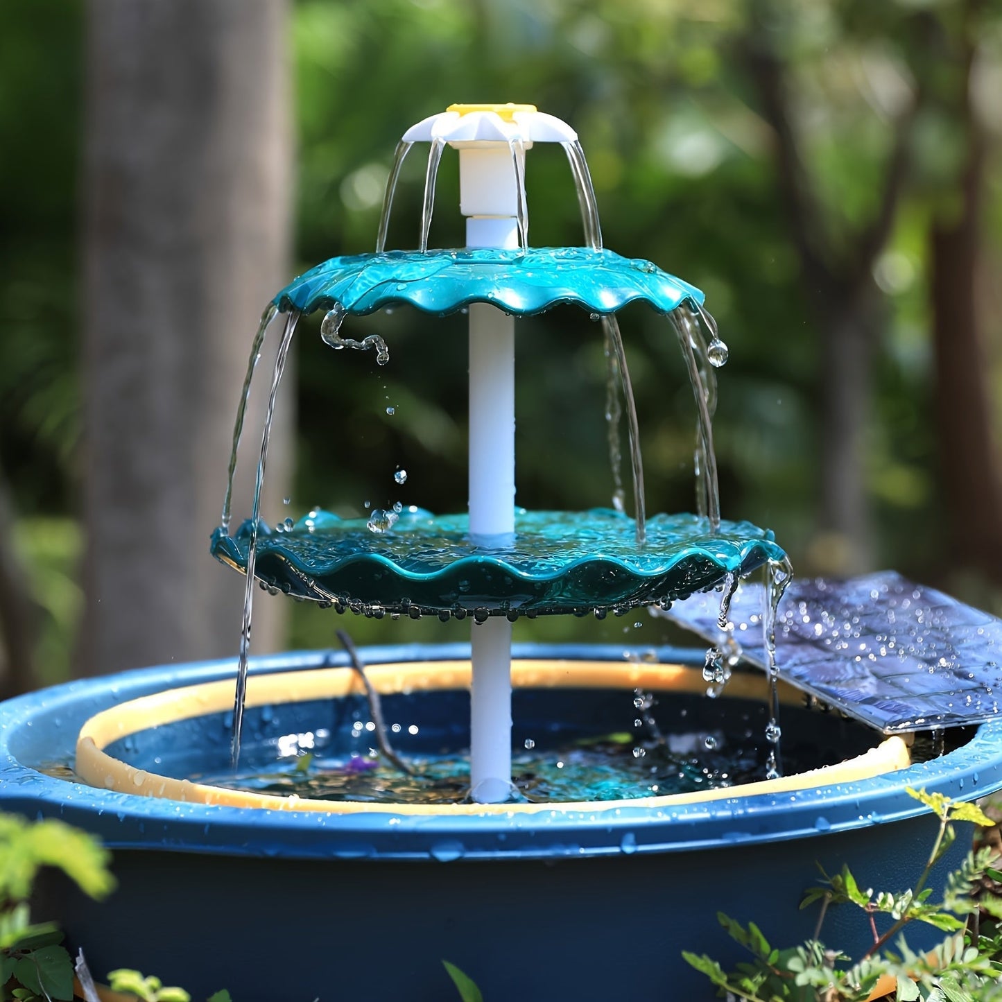 3-Layer Solar Bird Bath Fountain 3.5W – Outdoor Garden Courtyard Decor Solar Powered Fountain Pump, No Wiring Needed, Dark Green Light Blue or Fountain-Only, Single & Three Tier Options