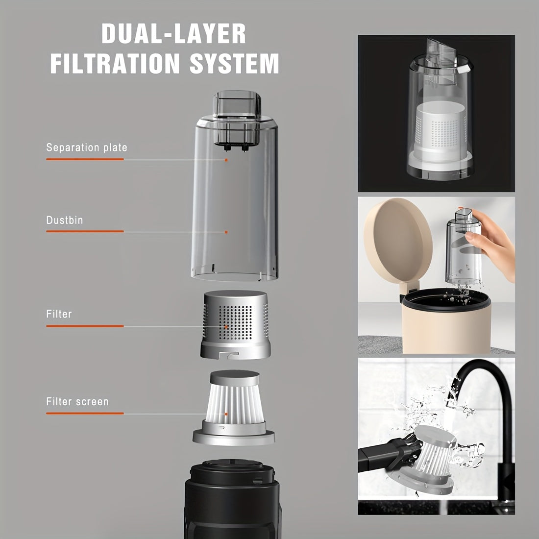 Cordless Gap Vacuum Cleaner 5KPa Strong Suction USB Rechargeable Wireless Handheld Dust Collector for Car, RV, Kitchen Gaps, Floor & Home – 2000mAh Battery, One-Click Empty, Compact Portable Design