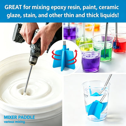 Resin Stirring Paddles 6 Pcs Reusable Epoxy Mixer Drill Attachment Multi-Size Reduces Air Bubbles DIY Resin Art Casting