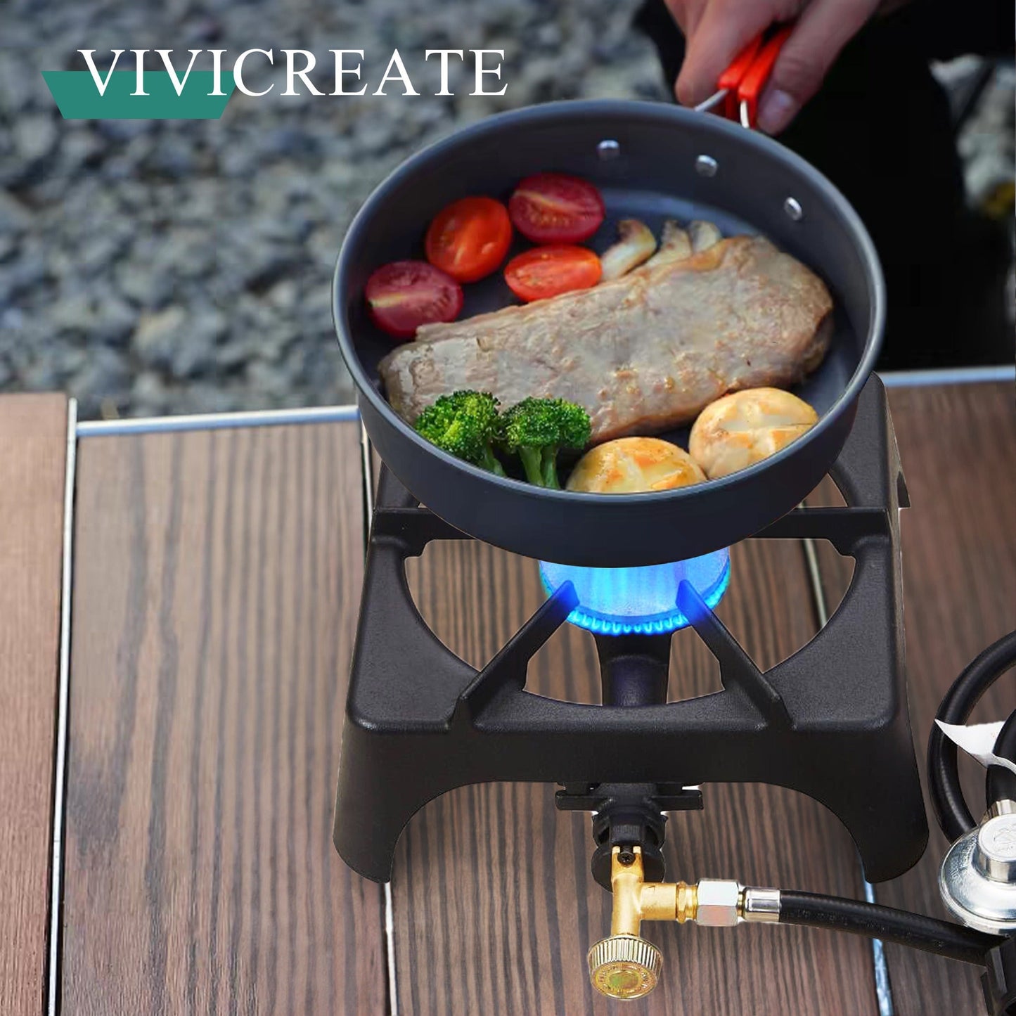 Portable Propane Camp Stove 1 or 2 Burner - Outdoor Gas Cooker with CSA Certified Regulator & Hose for Camping, BBQ, Home Brewing, Turkey Fry & Patio Cooking