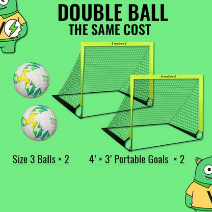 2-Pack Portable Pop-Up Soccer Goal Set – 4’x3’ Folding Soccer Nets for Youth & Adults, Includes 2 Balls, Pump & Carrying Bag, 450D Oxford Fabric, Indoor Outdoor Backyard Soccer Goals (Green/Pink)