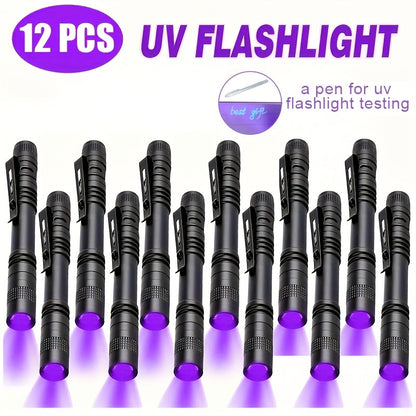 UV Blacklight Flashlight 395nm Portable Ultraviolet Light for Counterfeit Detection Pet Urine Stain Scorpion Hunting Ringworm, Multi-Pack 4/6/8/12pcs, AAA Battery Powered