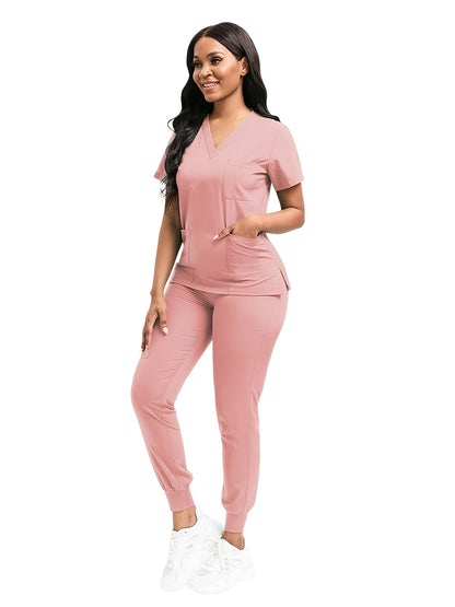 Unisex Medical Scrubs Set – Breathable Quick-Dry V-Neck Top & Drawstring Jogger Pants, Nursing Uniform for Women & Men, 7 Colors, Sizes S-XXL, Ideal for Hospitals, Dental Clinics & Veterinary Work
