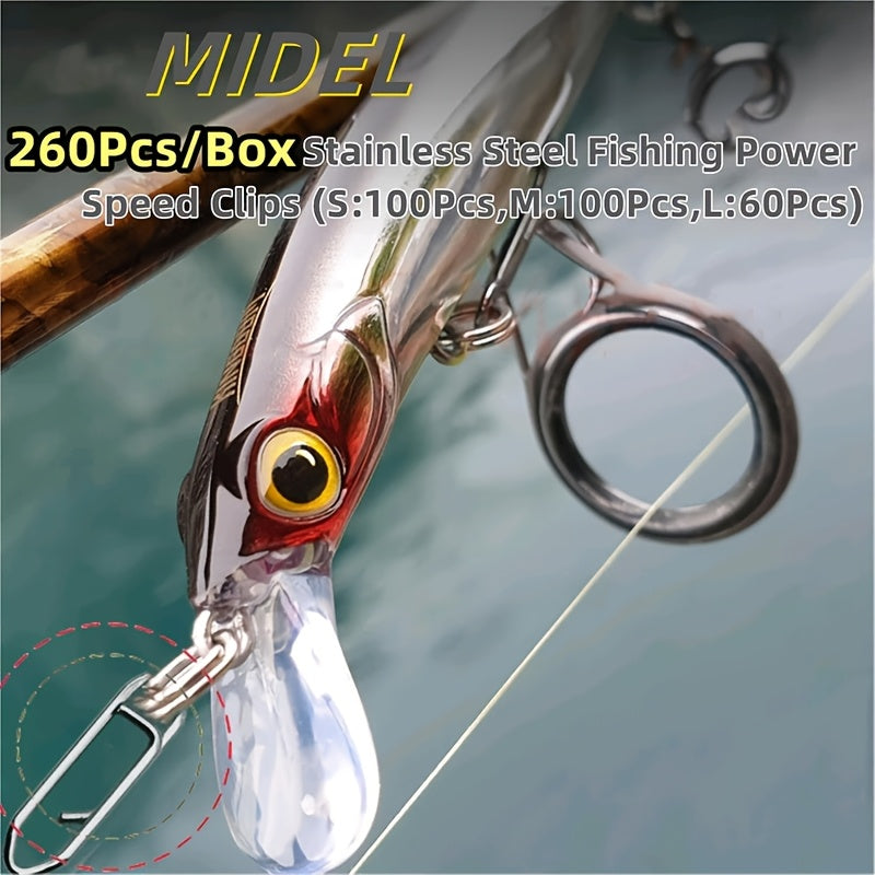 Fishing Snap Swivels 160pcs Stainless Steel Quick Connect Pins – Anti-Rust Lure Connector Hanging Ring for Sea Fishing Bass Saltwater Freshwater