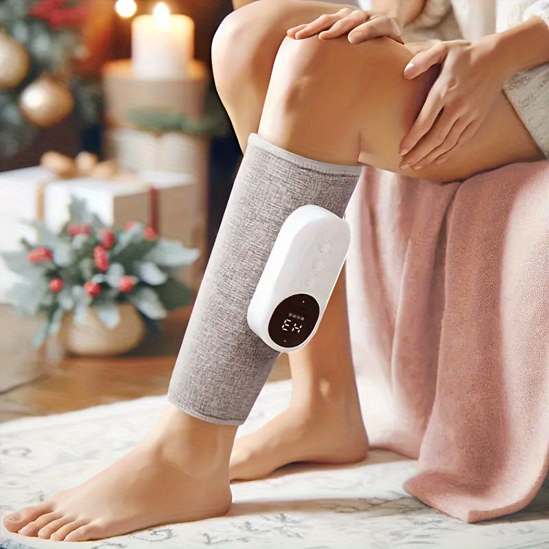 Cordless Air Compression Leg Massager 3 Intensities Calf Thigh Foot Knee Relief Rechargeable Portable Massager for Home Office Travel Gray Black
