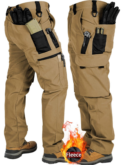 Men's Tactical Winter Pants Heavy-Duty Thickened Insulated Work Pants, 300g/m² 100% Polyester MOLLE System Multi-Pocket Baggy Snow Pants for Hiking Hunting Construction Outdoor
