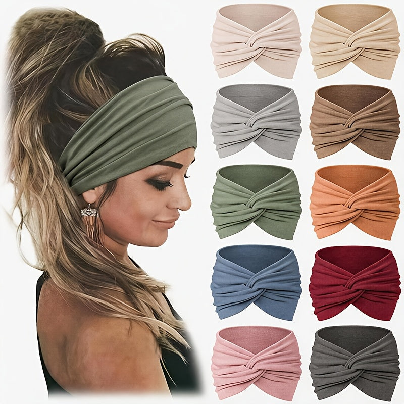 Bohemian Hair Ties for Women 10 Pack – Non-Slip Elastic Breathable Headbands for Running, Yoga, Sports & Makeup, Comfortable Boho Hair Accessories, Holiday & Birthday Gift